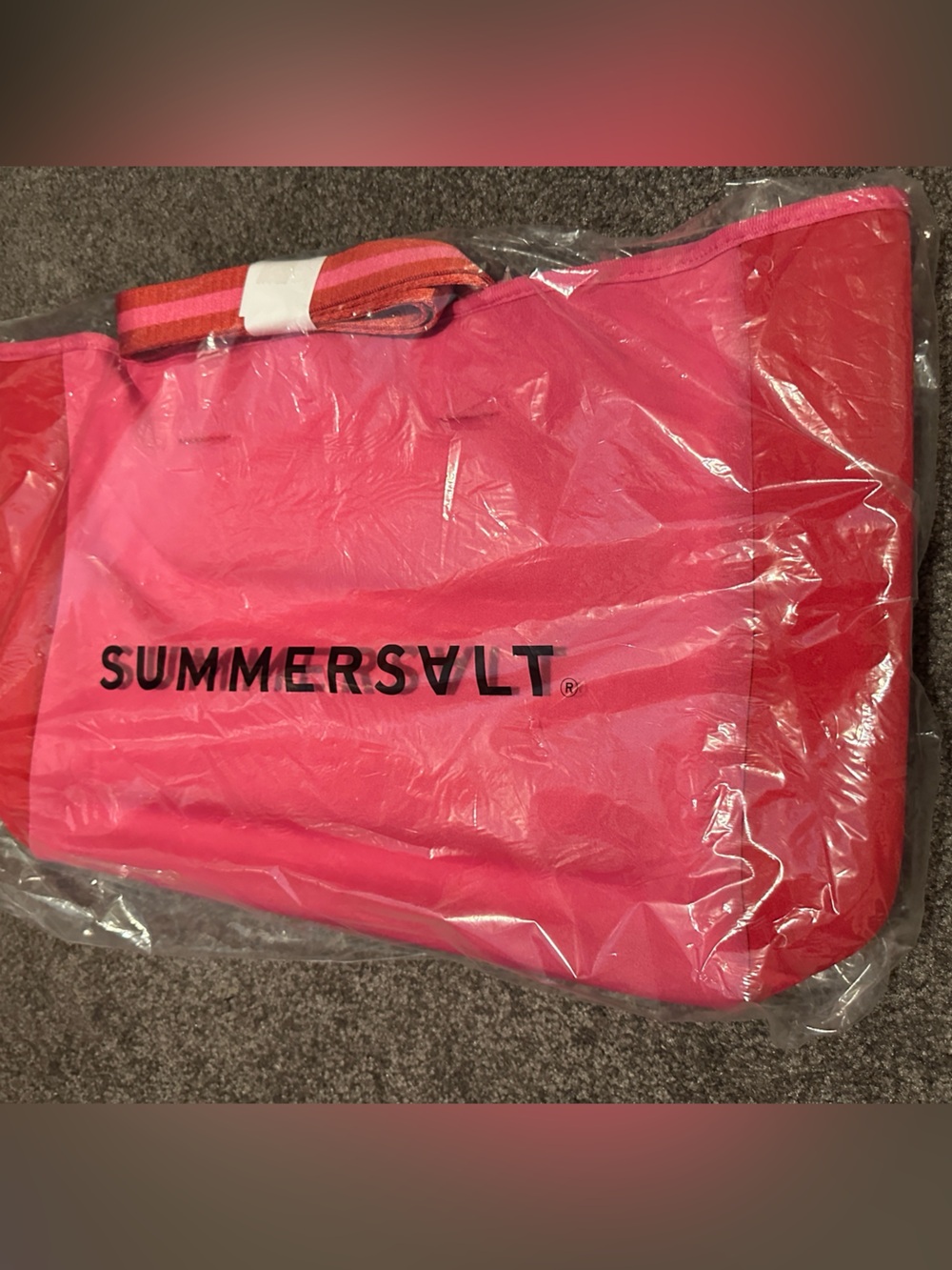 Summersalt Pink Canvas Tote with Multicolor Strap
